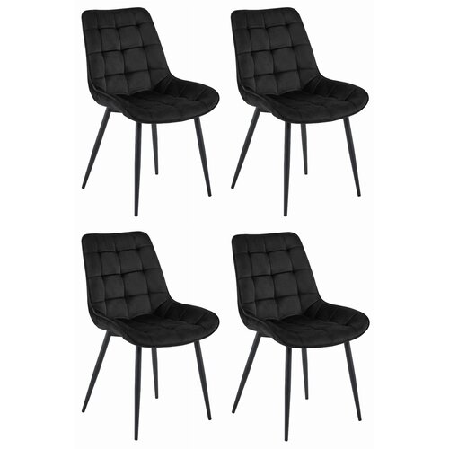 Brandless Stol BERA - črn žamet / črne noge x 4, (22055115) Cene