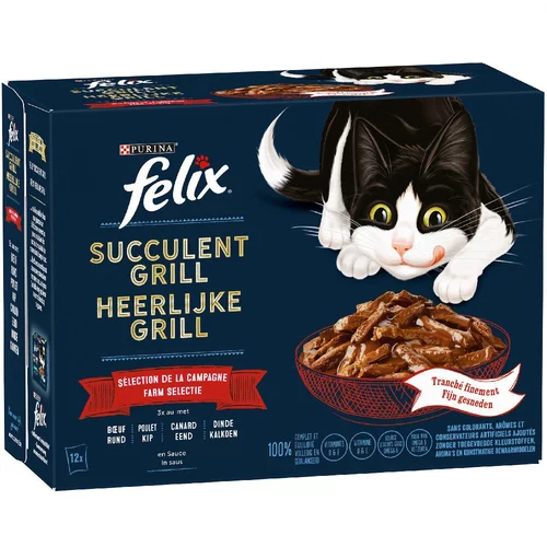 Felix "Tasty Shreds" vrećice 12 x 80 g - Raznolikost okusa sa sela (govedina, piletina, pačetina, puretina)