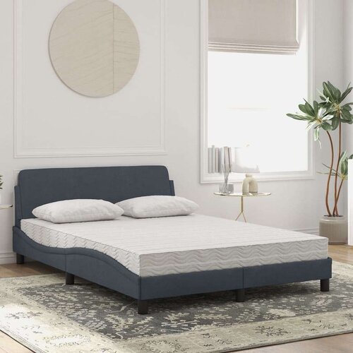 VidaXL krevet s madracem tamnosivi 140x190 cm bar&amp;scaron;unasti Slike