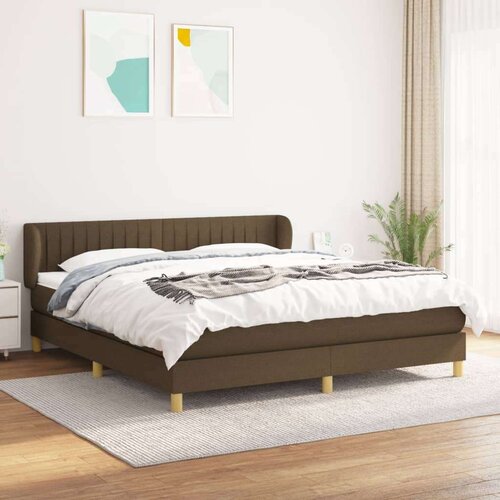  Box spring postelja z vzmetnico temno rjava 180x200 cm blago, (20898950) Slike
