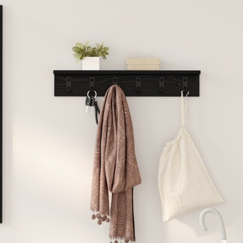 vidaXL Nadwyčajna obešalnik za plašče Črni hrast 60 x 10.5 x 10.5 cm Cene