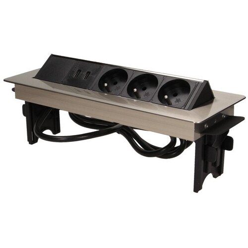 Orno OR-AE-1364 vgrajena miza utičnica 3&amp;times; 230 V + 2&amp;times; USB Slike