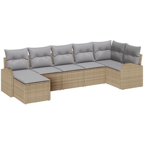 vidaXL vrtni kavč set Set 7 Bež Ratan Vrtni kavč Pravokoten Moderni, (22092942) Cene