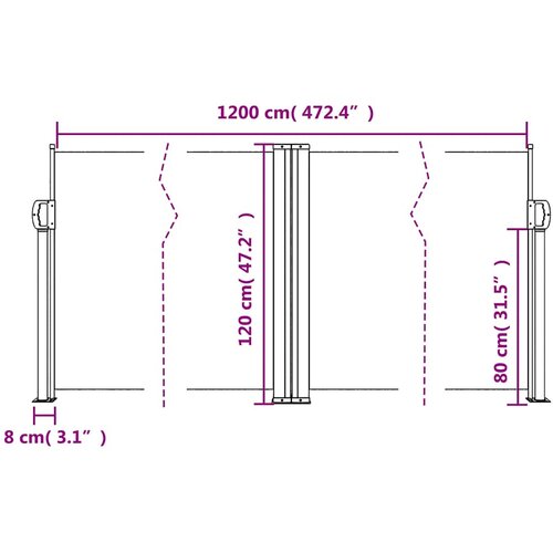  Bočna tenda na uvlačenje antracit 120 x 1200 cm Slike