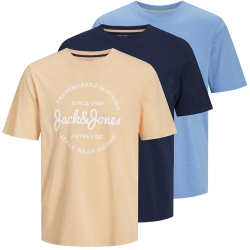 Jack & Jones Majica 'Forest' mornarska / svetlo modra / pastelno oranžna / bela
