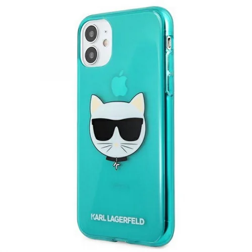 Karl Lagerfeld Originalen ovitek KLHCP13SCHTRB za iPhone 13 Mini turkizna silikonska zaščita - Choupetts head