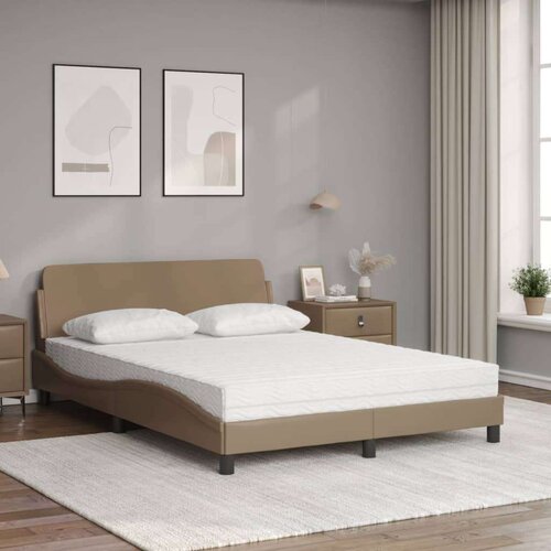 VidaXL Krevet s madracem boja cappuccina 120 x 200 cm od umjetne kože Slike