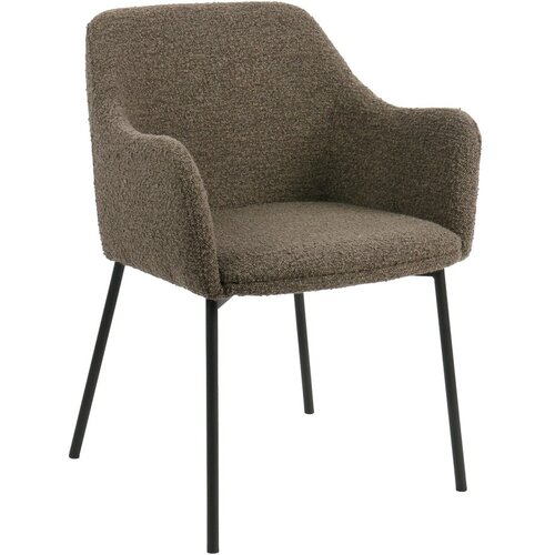 House Nordic Smeđa podstavljena blagovaonska stolica s naslonima za ruke Melilla – Cijene