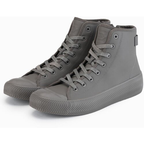Ombre Men&amp;#039;s high top sneakers with zipper for easy donning - dark beige Slike