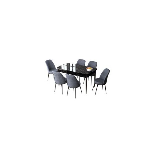 Hanah home set trpezarijski sto i 6 stolica zen black marble fume Cene