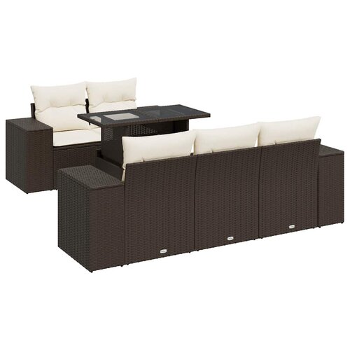 Maison Chic Seti vrtnega pohištva - Vrtna garnitura - Vrtni pohištvo set 6-delna z blazinami rjav poli ratan, (21804238) Cene