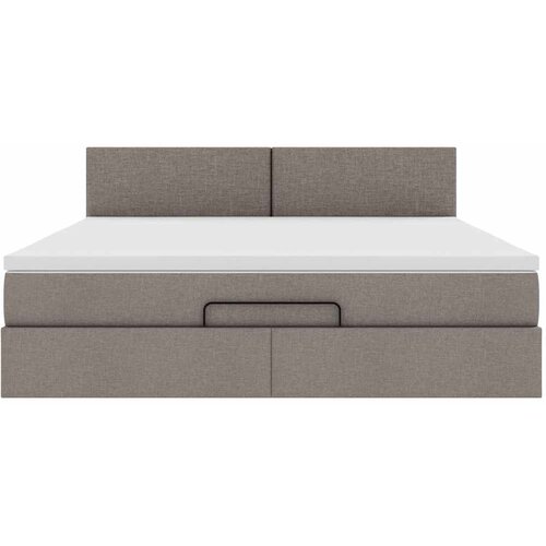  Otomanski krevet s madracem i LED smeđesivi 160x200cm tkanine Slike