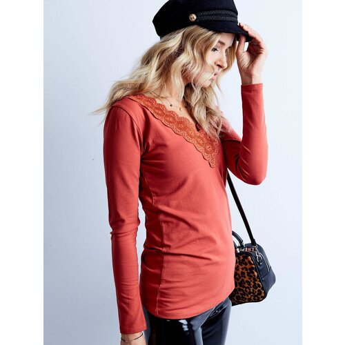 Yups V-neck blouse with lace orange Slike