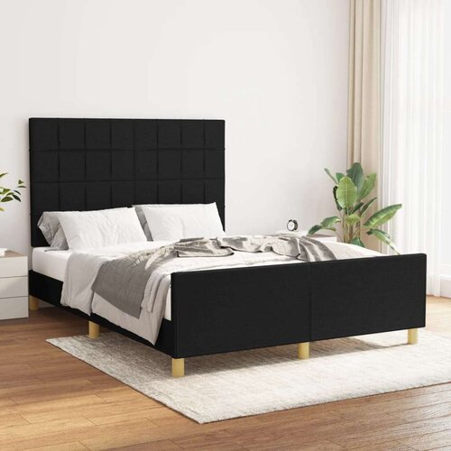  Posteljni okvir z vzglavjem črn 140x200 cm blago, (20905491) Slike