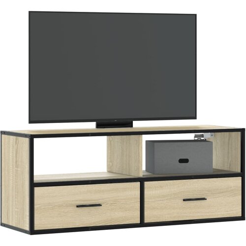  TV ormarić boja hrasta 100x31x39,5 cm konstruirano drvo i metal Smeđa Cijene