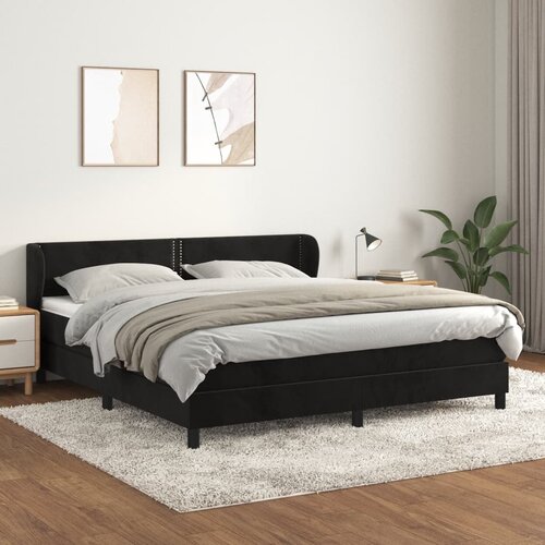 vidaXL Box spring postelja z vzmetnico črna 160x200 cm žamet Cene