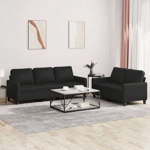 VidaXL 2-dijelni set sofa s jastucima crni od umjetne kože Slike