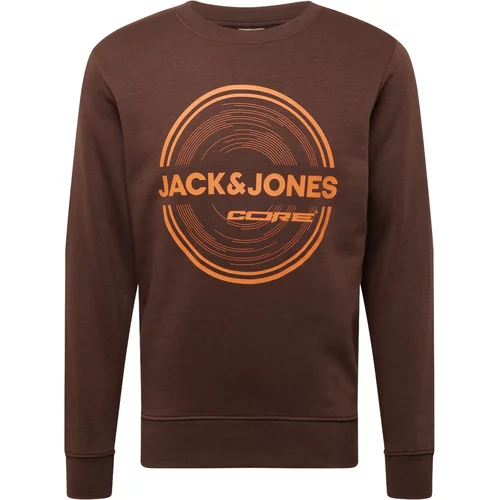 Jack & Jones Sweater majica 'PILOU' tamno smeđa / narančasta