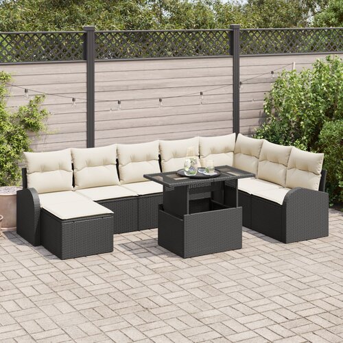 VidaXL 9-dijelni set vrtnih sofa s jastučićima Crni Poli Ratan Slike