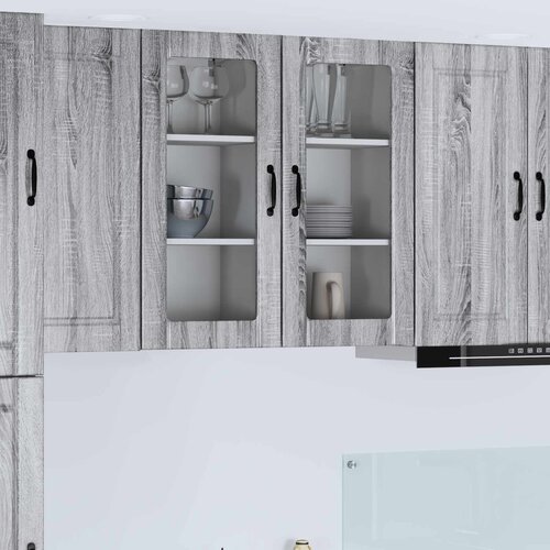  Zidni stakleni ormarić 2 pcs Siva Sonoma 40 x 31 x 80 cm Cijene
