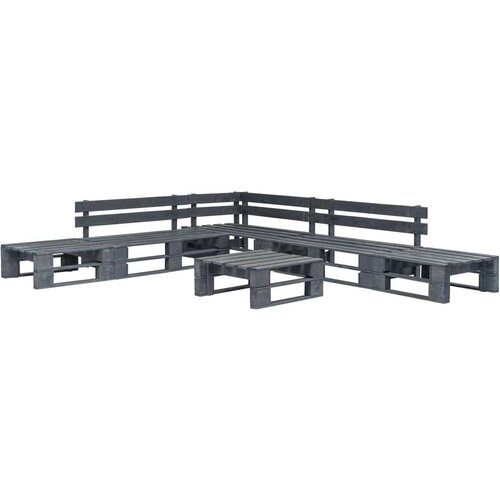  6-dijelna vrtna garnitura od paleta drvena siva Cijene