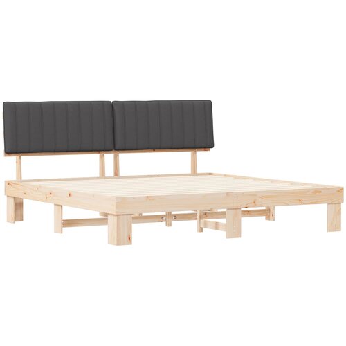  Krevetni okvir s tapiciranim uzglavljem Tamno siva 200 x 200 cm Slike