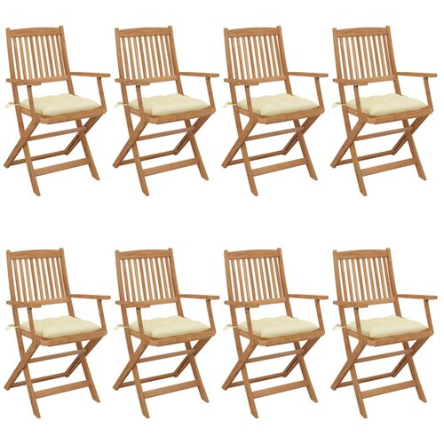 vidaXL zložljivi vrtni stoli 8 kosov z blazinami trden akacijev les Cene