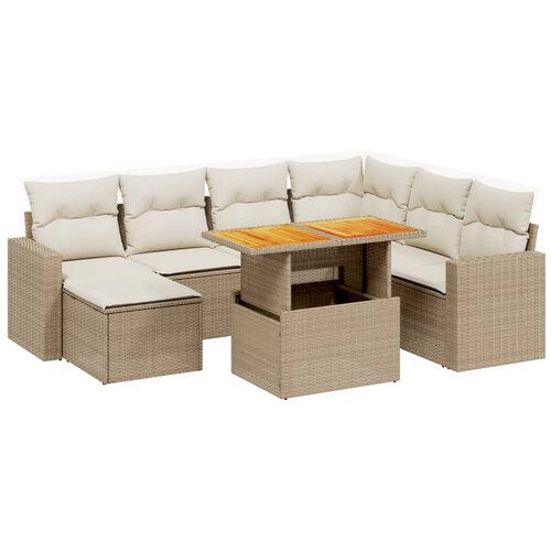vidaXL 8-dijelni set vrtnih sofa od poliratana s jastucima bež Cijene