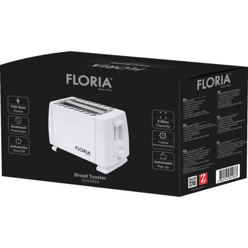 Floria Toster, 2 &amp;scaron;nite kruha, 7 nivoa grijanja, 700 W - ZLN1833 Slike