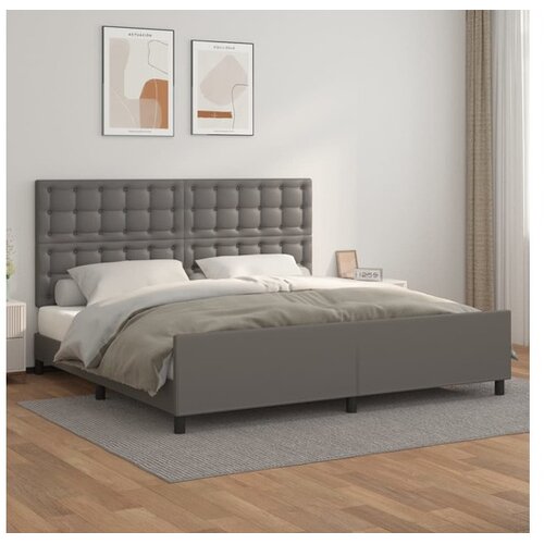  Posteljni okvir z vzglavjem siva 200x200 cm umetno usnje Cene