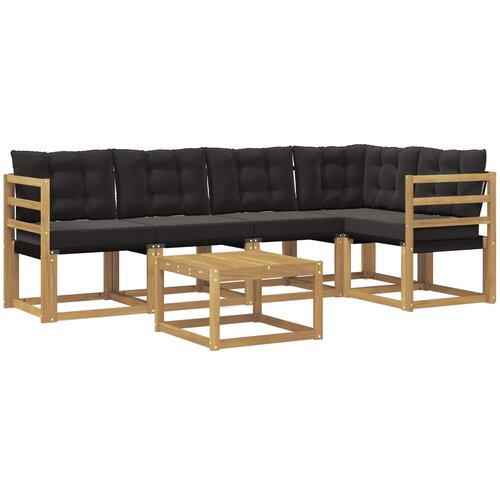 vidaXL Zunanja garnitura za sedenje z blazino 6 pcs Bela in črna, (5000270700) Cene