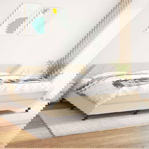  Box spring postelja z vzmetnico krem 180x200 cm blago Cene