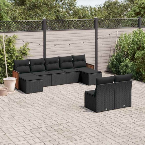  9-dijelni set vrtnih sofa s jastucima crni od poliratana Cijene