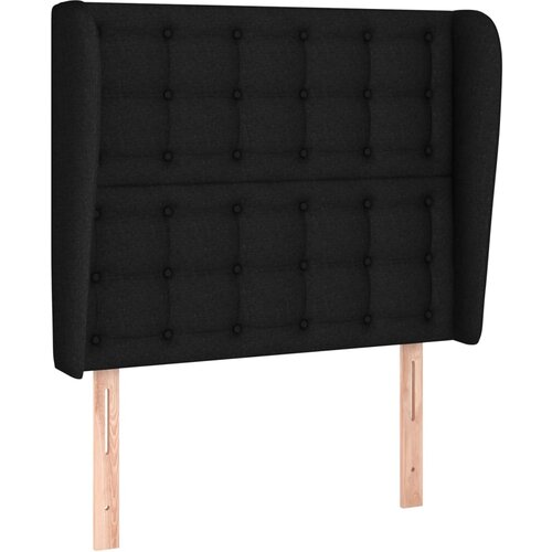 Maison Chic posteljno vzglavje - vzglavna omarica - nočna omarica z u&amp;scaron;esi črno 93x23x118/128 cm blago, (21709504) Slike
