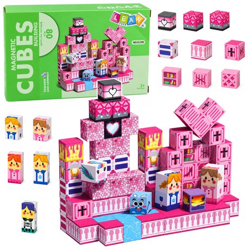 Magnetic Blocks Pixels Cubes Dice Pixel World Pink 80 pcs. Slike