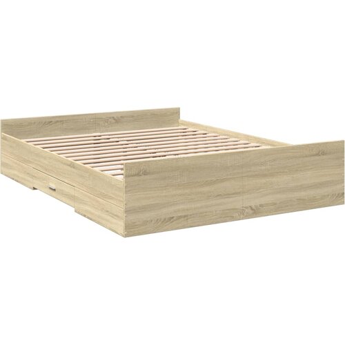  Okvir za krevet s ladicama boja hrasta 140x200 cm drveni Smeđa 140 x 200 cm Slike