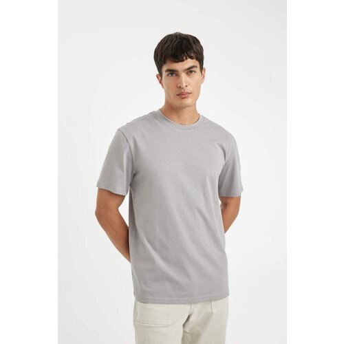 Defacto Men's Gray New Regular Fit Regular Cut Crew Neck Cotton Short Sleeve Basic T-Shirt Slike