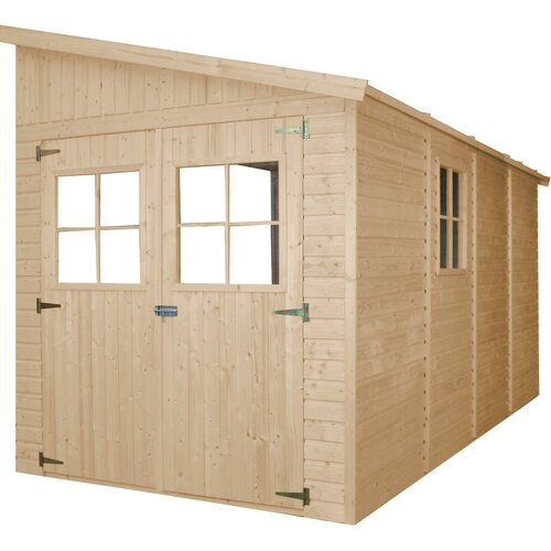 Timbela Lesena vrtna hi&amp;scaron;a (s 3 stenami) - H243x216x416 cm/8 m2 - Vrtna lopa s podi - M340+M340G, (21956341) Slike