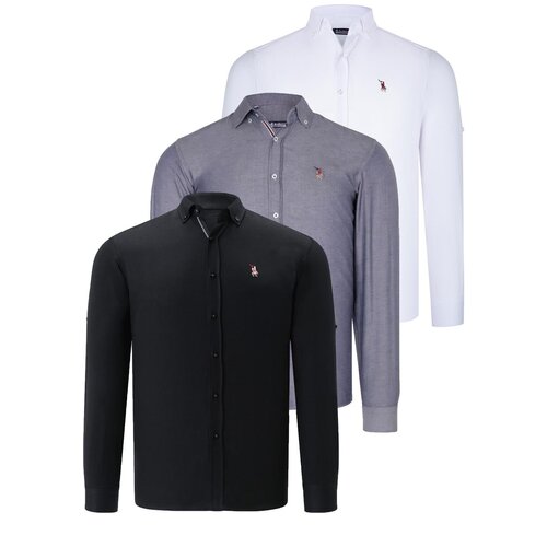 Dewberry TRIPLE SET G674 MENS SHIRT-BLACK-WHITE-DENIM BLUE Cijene