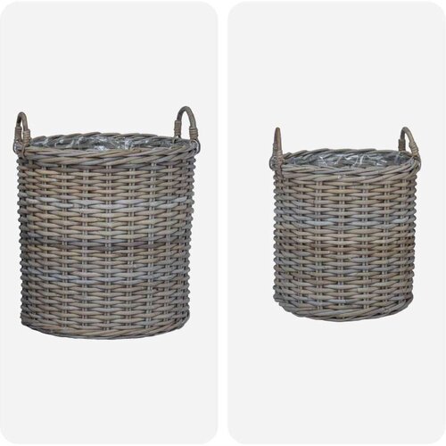  Vazon ko&amp;scaron; s pohranom 2 pcs Siva Lacak ratan - Siva Slike