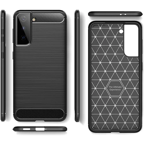  Gumijasti / gel etui Carbon za Samsung Galaxy S21+ - črni