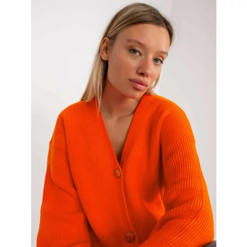 Fashion Hunters Orange cardigan with decorative buttons RUE PARIS
