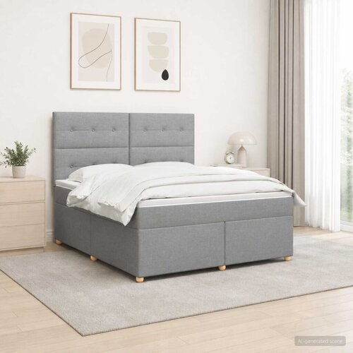  Boxspring krevet s madracem Svjetlosiva 180 x 200 cm Tkanina - Svjetlosiva 180 x 200 cm Prošiveno gumbima Cene