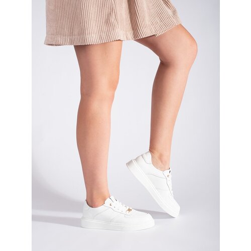 Shelvt White Women's Leather Sports Shoes Cijene