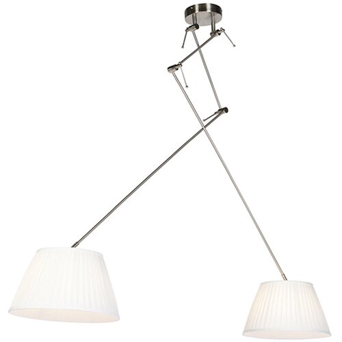 QAZQA Viseča svetilka z nagubanimi senčniki smetana 35 cm - Blitz II jeklo Slike