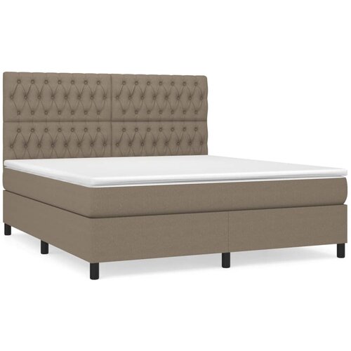 vidaXL Box spring postelja z vzmetnico taupe 180x200 cm blago, (20895412) Cene