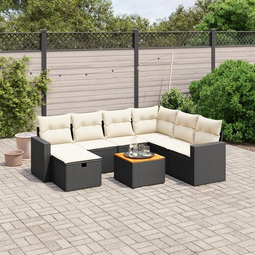 vidaXL 8-dijelni set vrtnih sofa od poliratana s jastucima crni Cijene