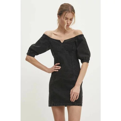 Answear Lab Traper haljina boja: crna, mini, širi se prema dolje