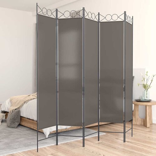 Sobna pregrada s 5 panela antracit 200x220 cm od tkanine Cijene