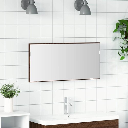  Ogledalo Zidne Smeđi hrast 80 x 37 cm Staklo i inženjerski drvo Cene